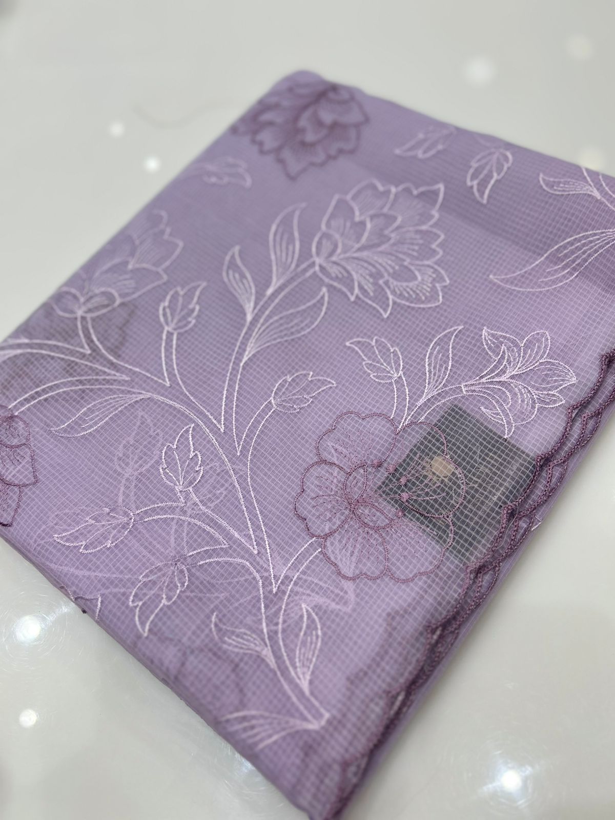 Net cotta Saree -Lavender color Search code 8858