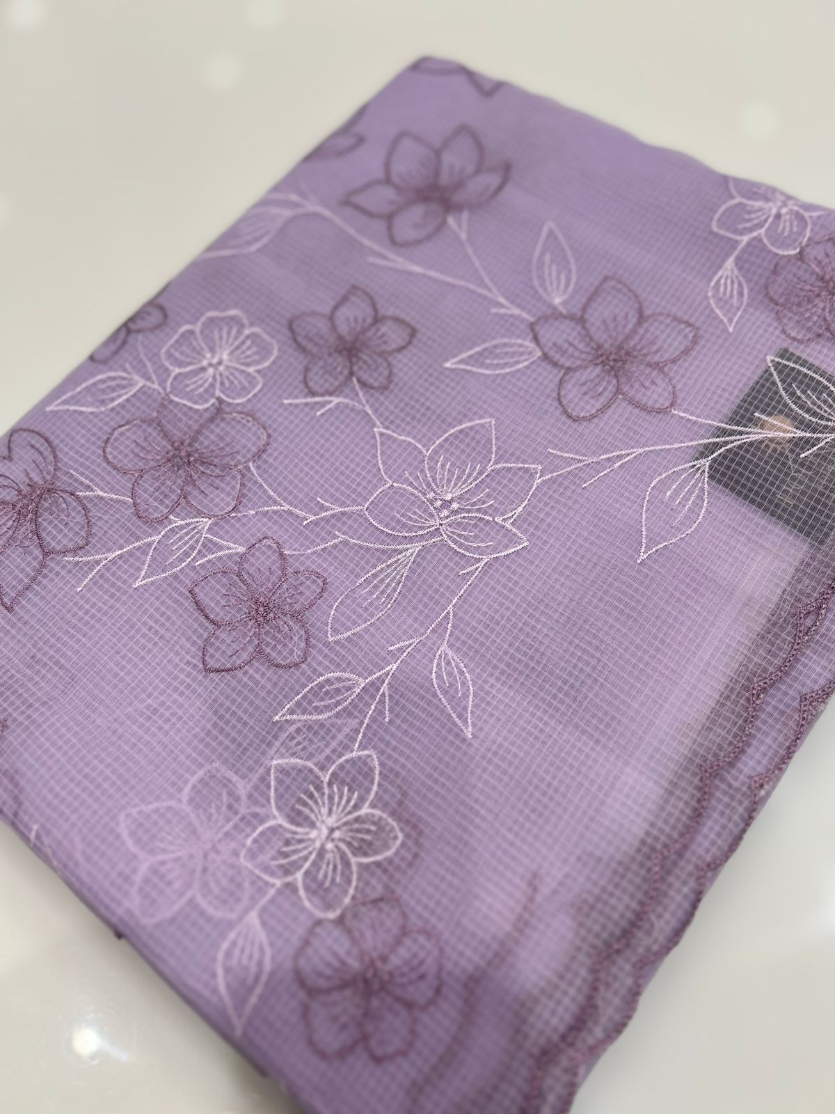 Net cotta Saree -Lavender color Search code 8862