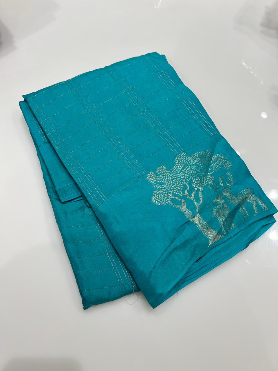 Dola silk Saree - Blue Color  search code 3839