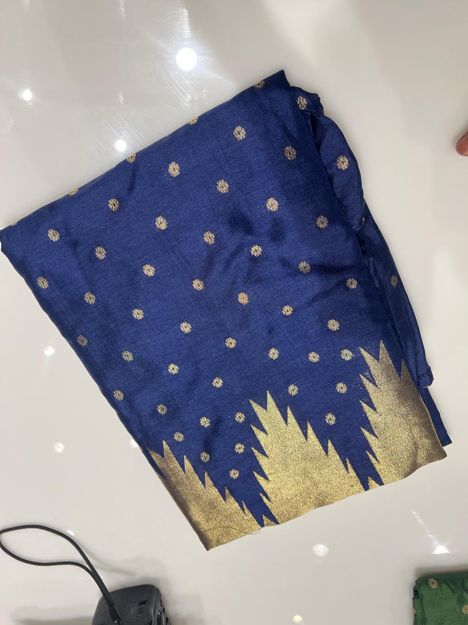 UNSTITCHED SALWAR  SUIT SET - Navy blue shade Search code 3856