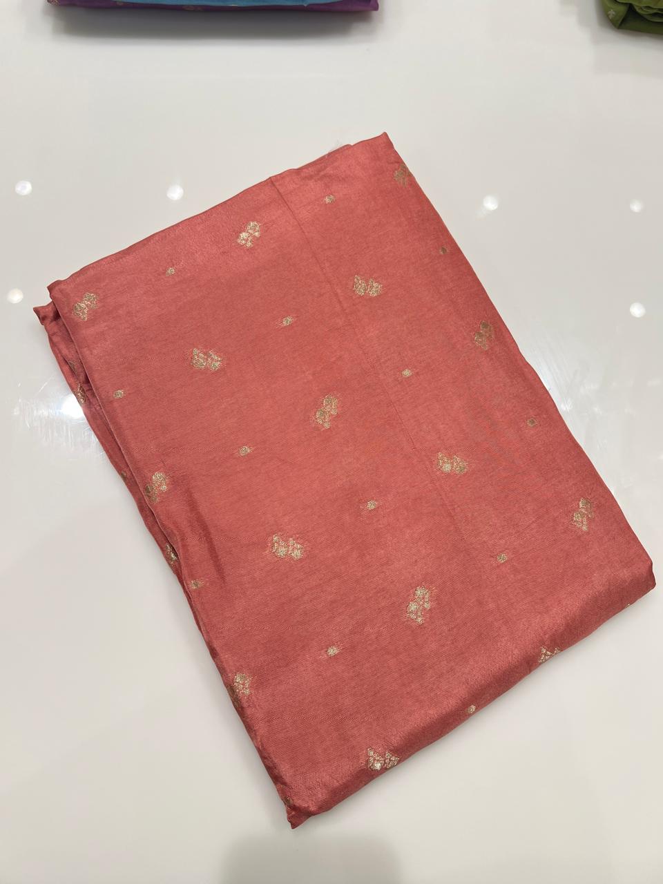 UNSTITCHED SALWAR  SUIT SET -  Peach shade Search code 3862