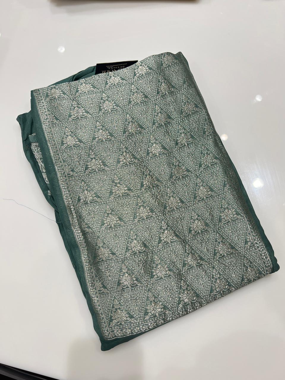 UNSTITCHED SALWAR  SUIT SET -  Green shade Search code 3865