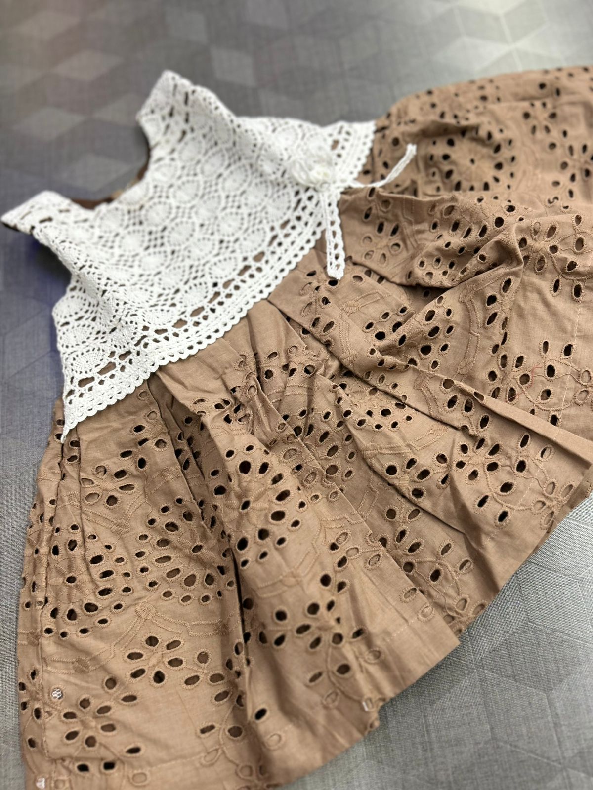 Kids Frock   - Dusty brown color Search code 8416