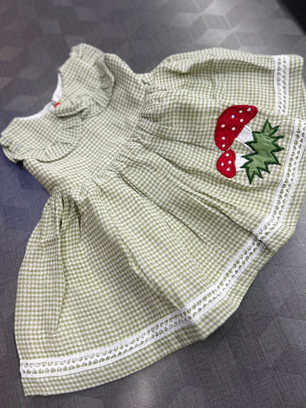 Kids Frock   - Green color Search code 8419