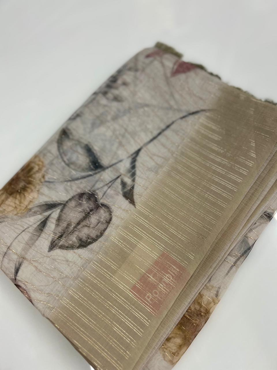 Organza Saree - Off white color shade Search code 3658