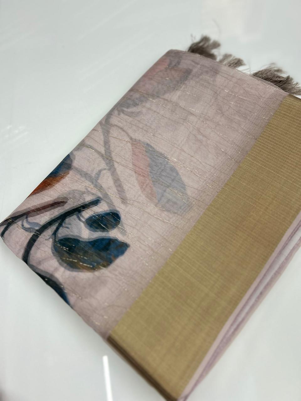 Organza Saree - Dusty pink color shade Search code 3661