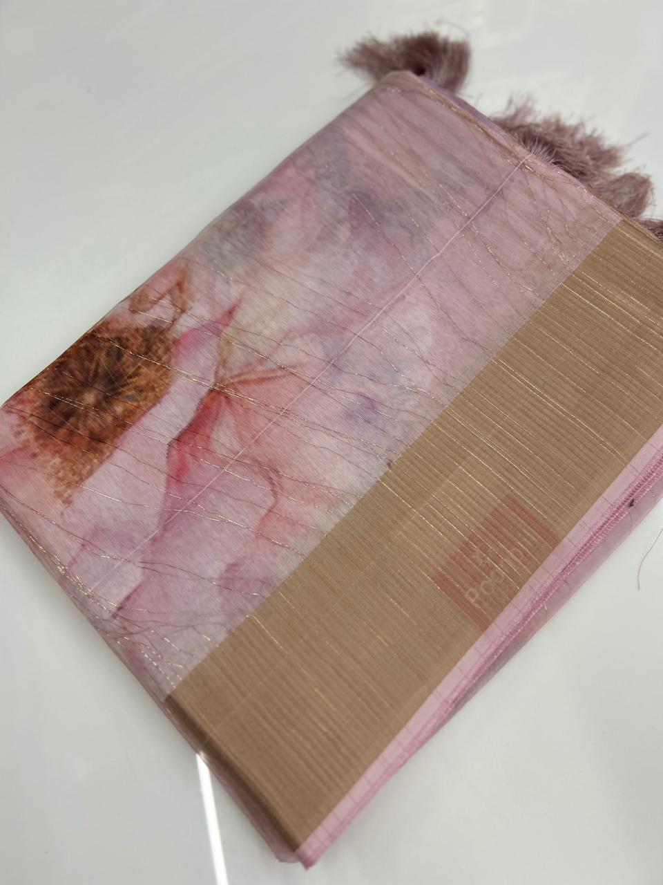 Organza Saree -Light Pink color shade Search code 3664