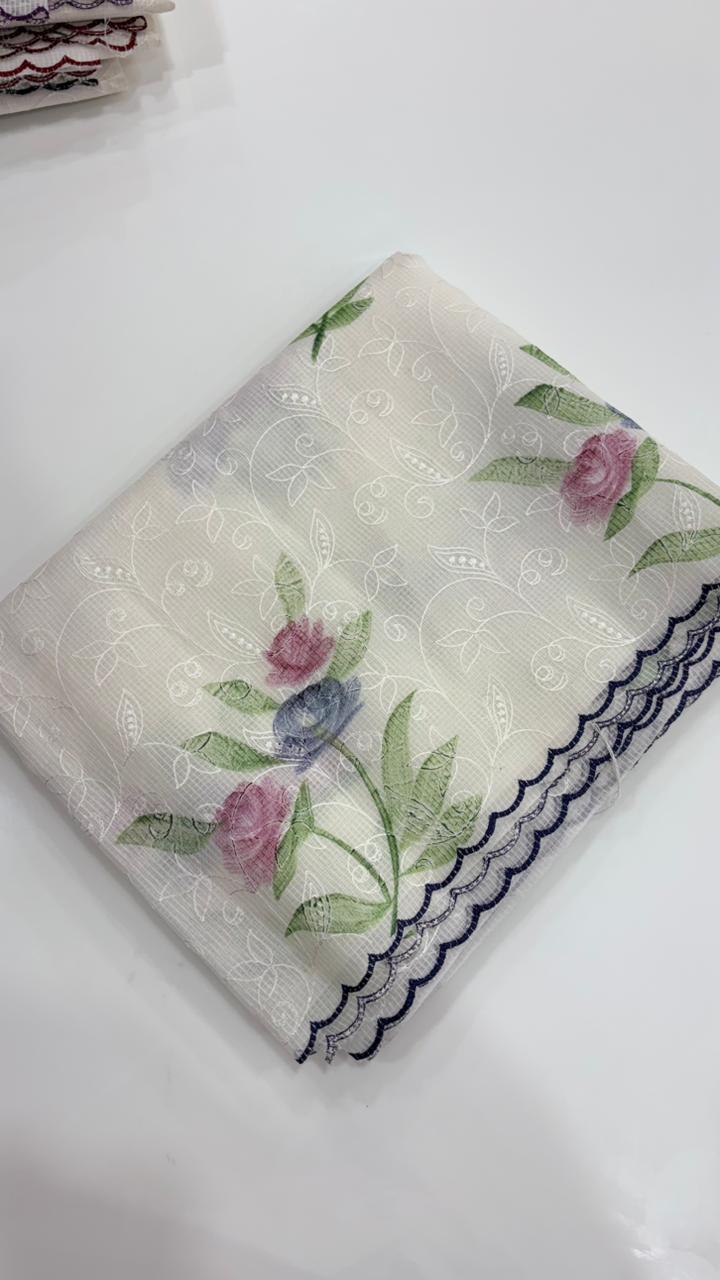 Net cotta Saree - navy blue border  color Search code 2589