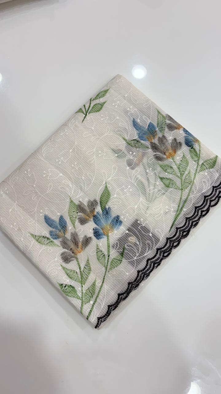 Net cotta Saree - black border  color Search code 2592