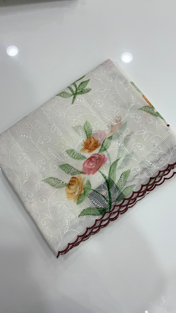 Net cotta Saree - maroon  border  color Search code 2591