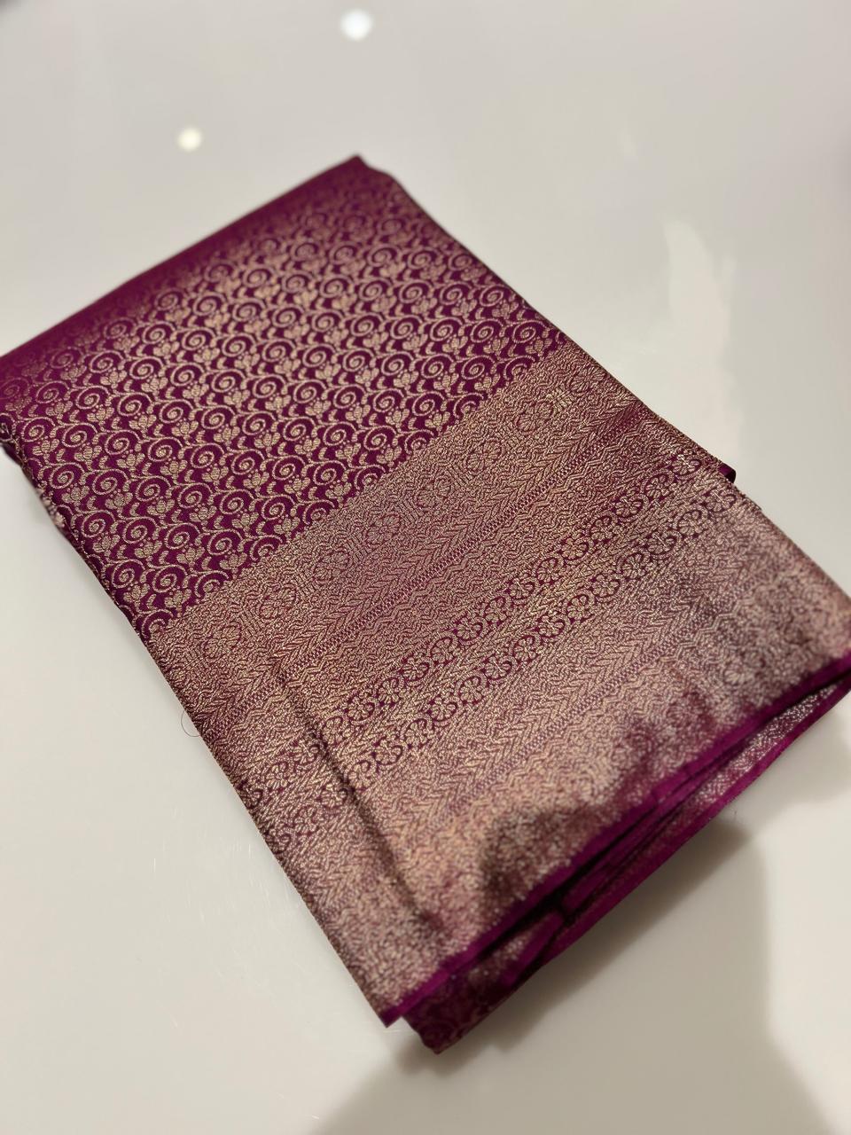 Wine brocade Saree  - Vadamali color Search code 2666