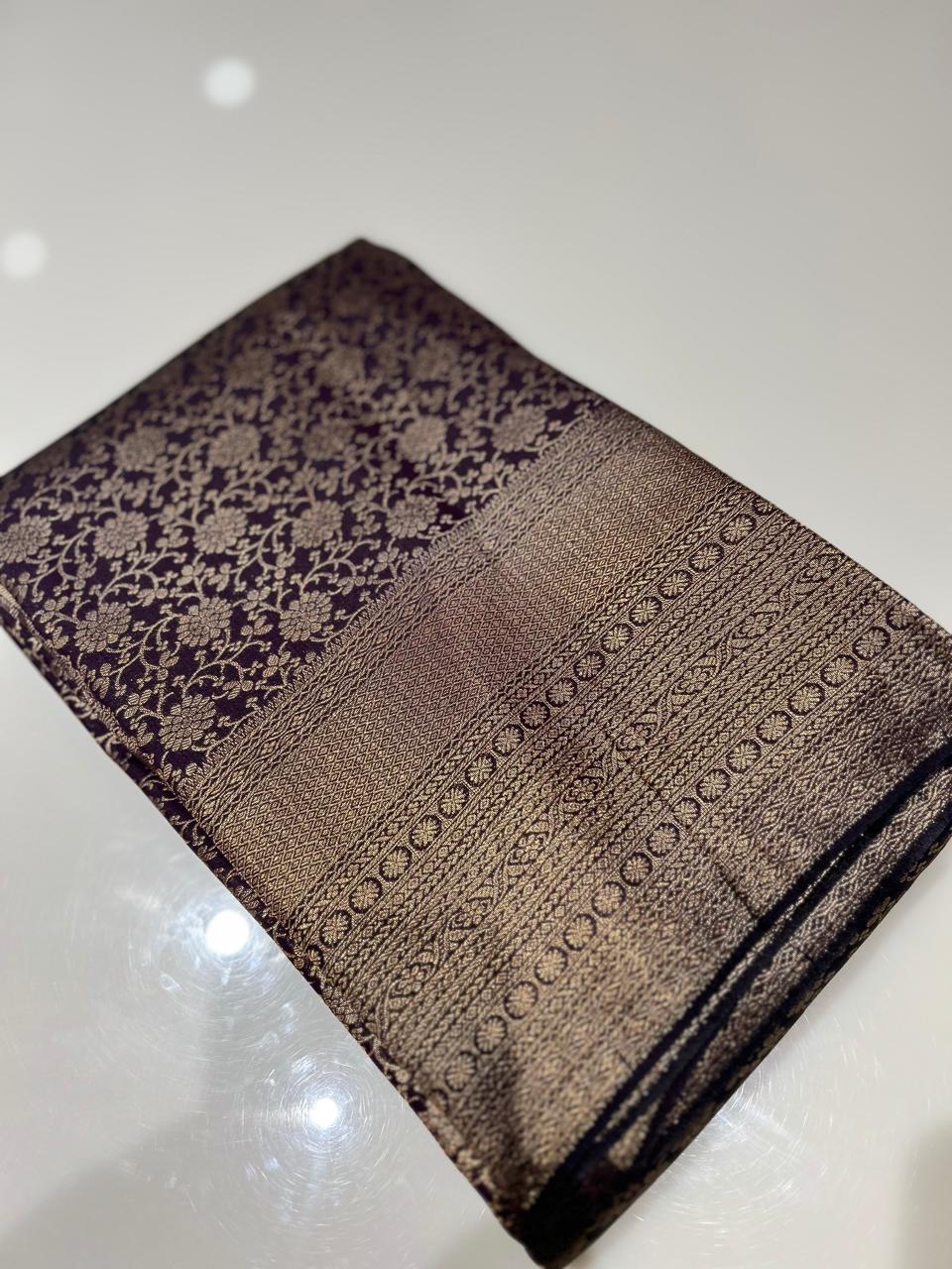 Wine brocade Saree  -Wine purple color Search code 2675