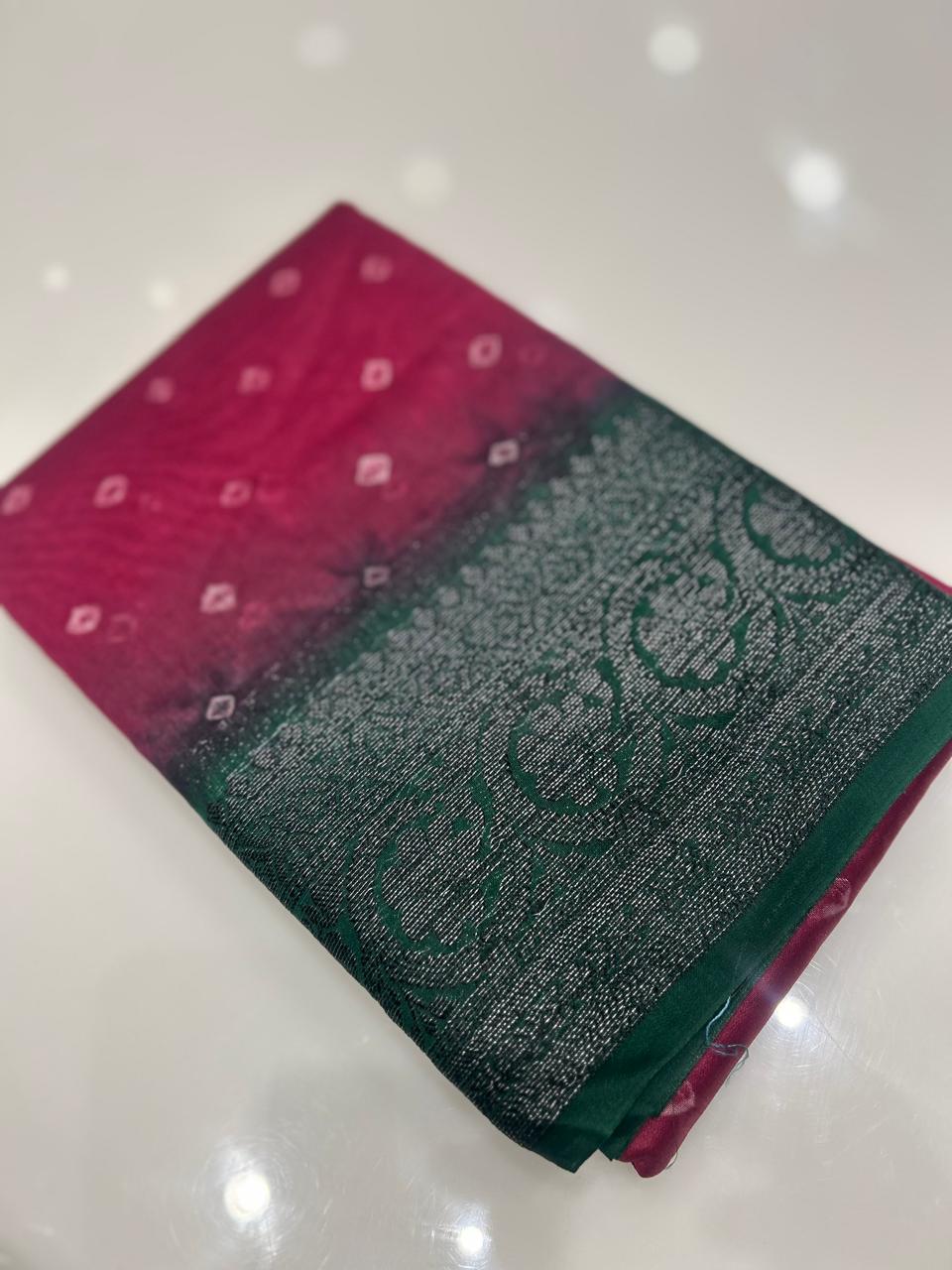 Banarasi sarees - Burgundy to Green  shade  color Search code 3901