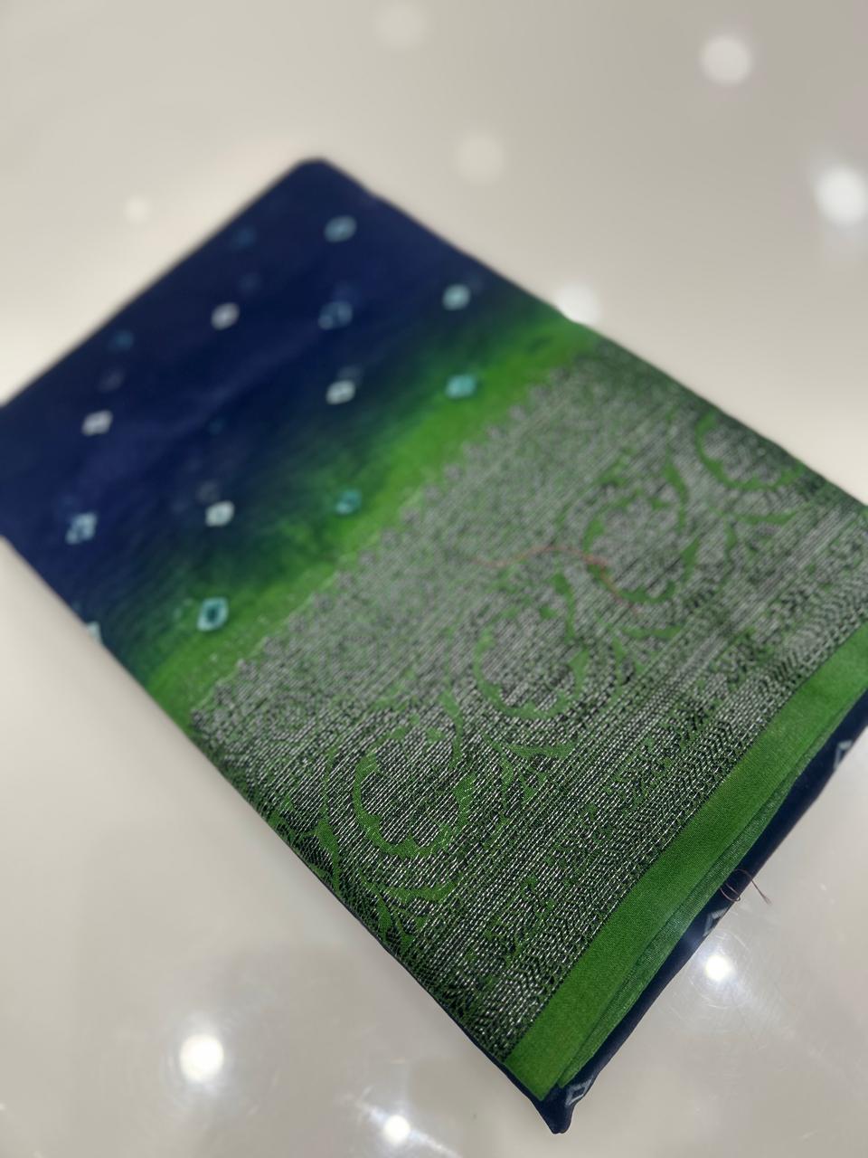 Banarasi sarees -  Blue to Green  shade  color Search code 3902