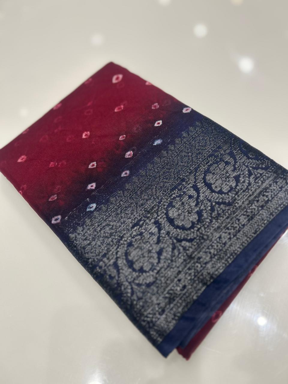 Banarasi sarees - Maroon to Blue  shade  color Search code 3904