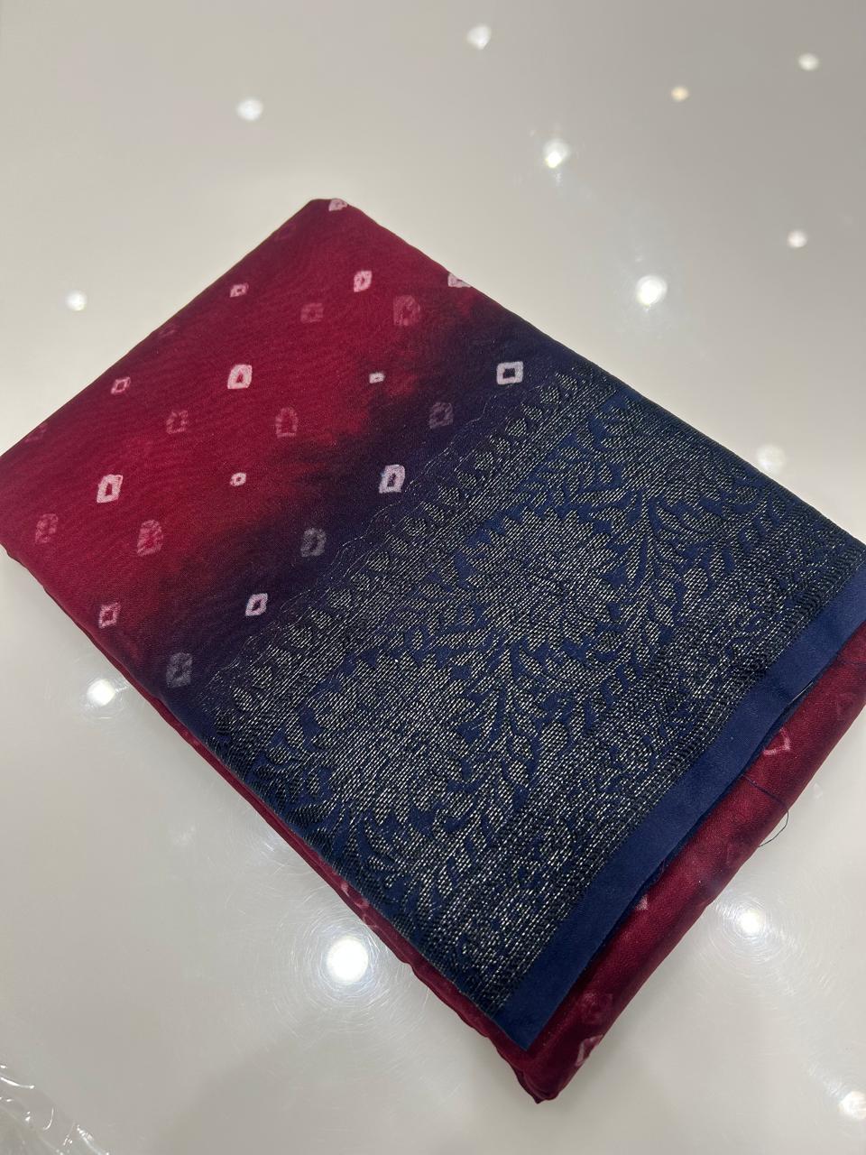 Banarasi sarees -Burgundy to Blue shade  color Search code 3916
