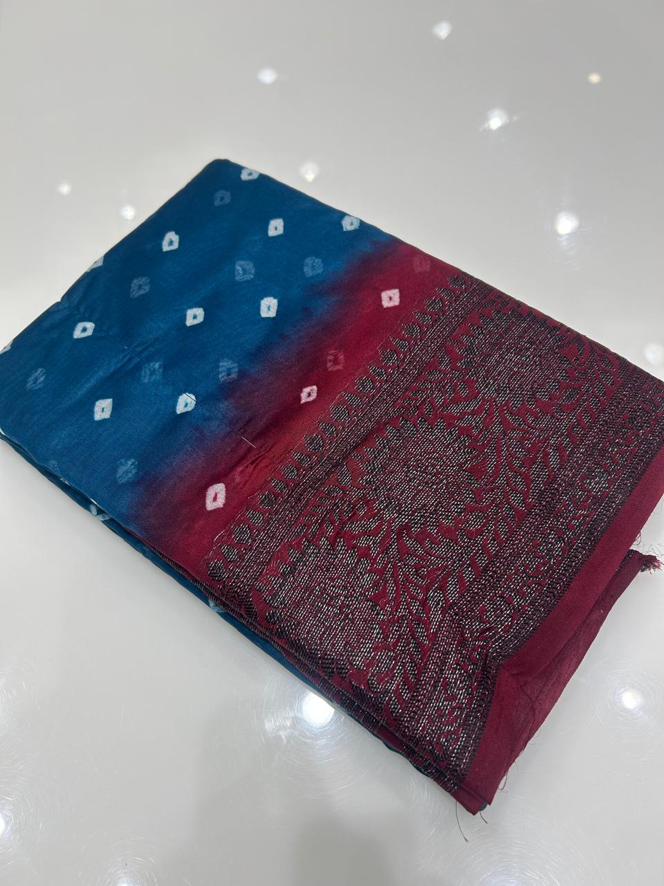 Banarasi sarees -Blue to Maroon shade  color Search code 3920