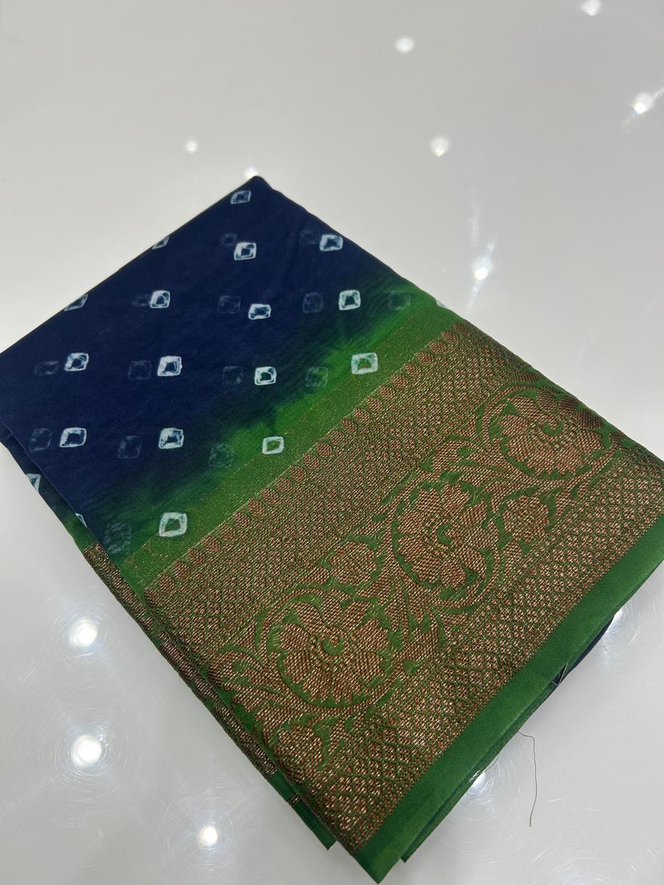 Banarasi sarees - Blue to green   shade  color Search code 3931