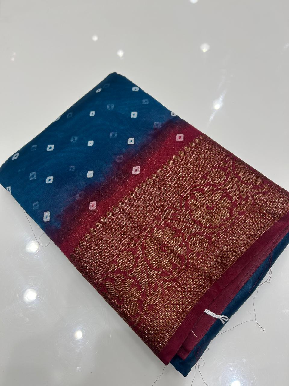 Banarasi sarees - Blue to Maroon   shade  color Search code 3933