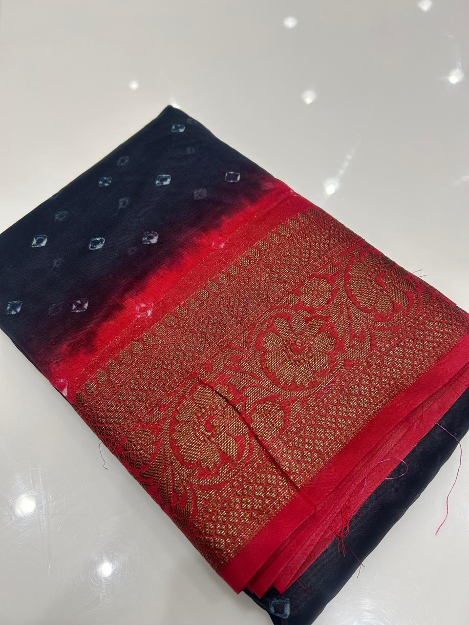 Banarasi sarees -Black to Red  shade  color Search code 3939