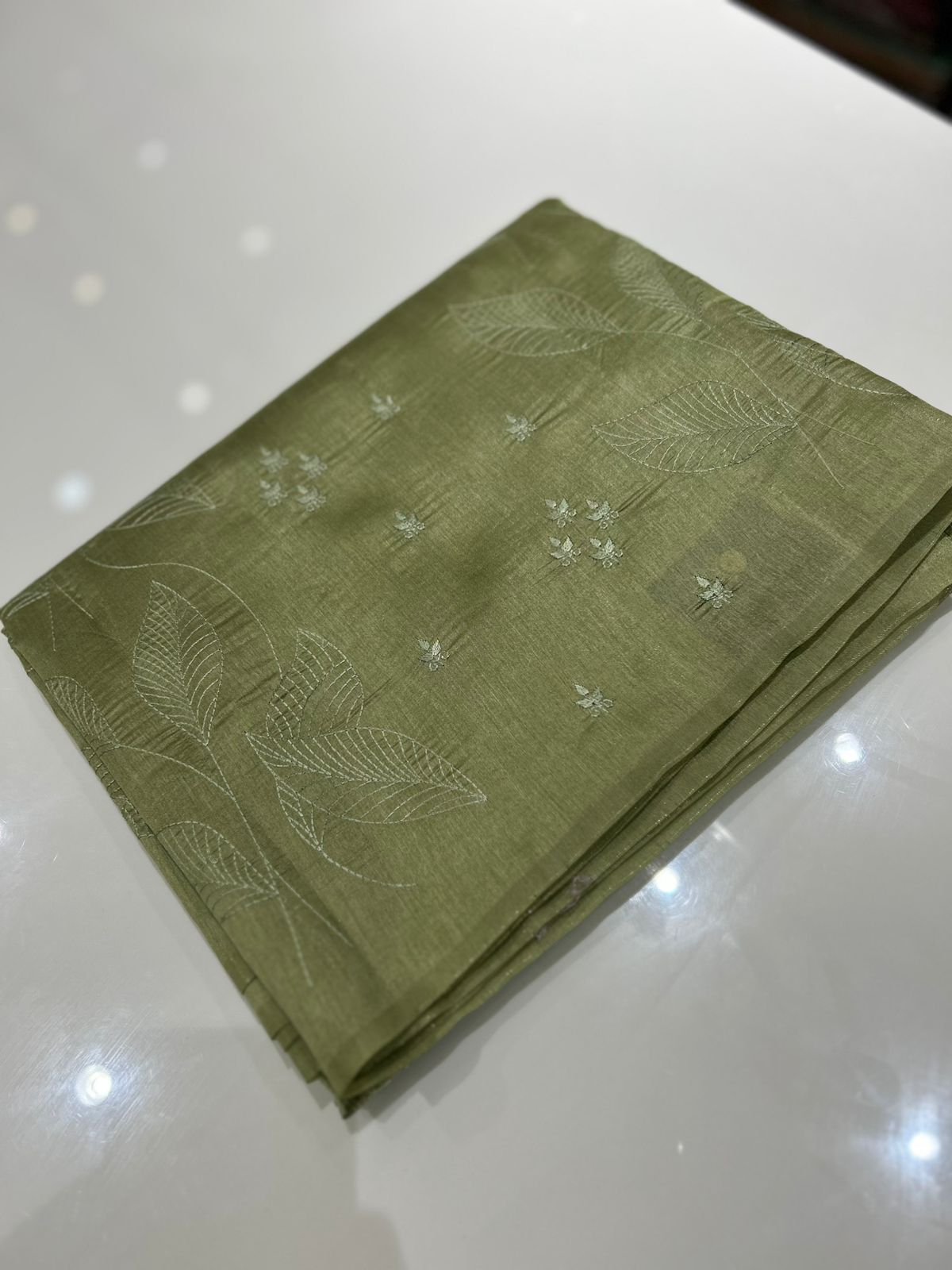 Semi Tussar Saree -Olive green  color Search code 2223