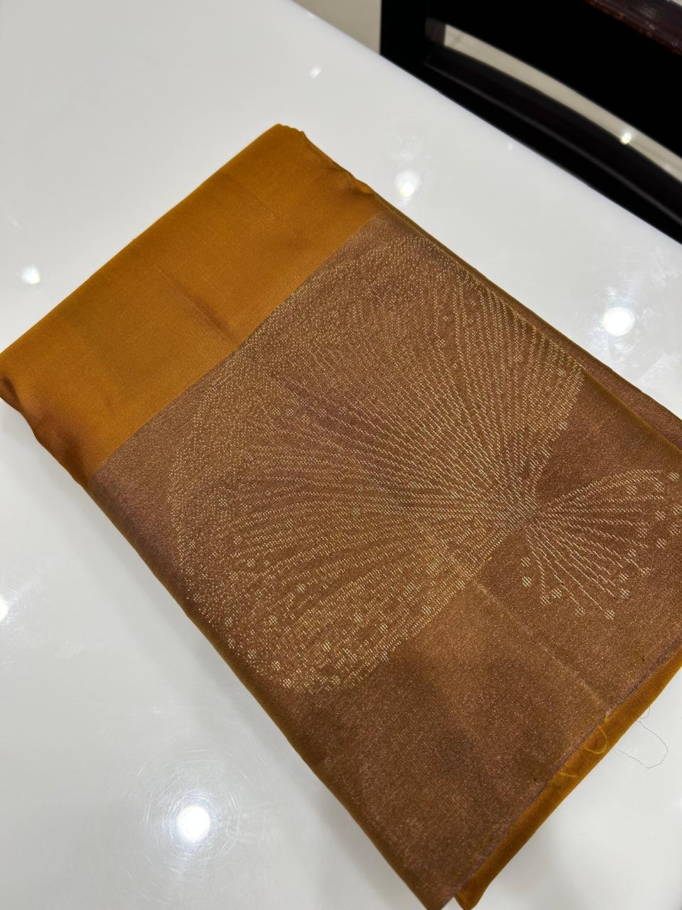 KANCHIPURAM SAREE- Yellow color shade Search code 7010