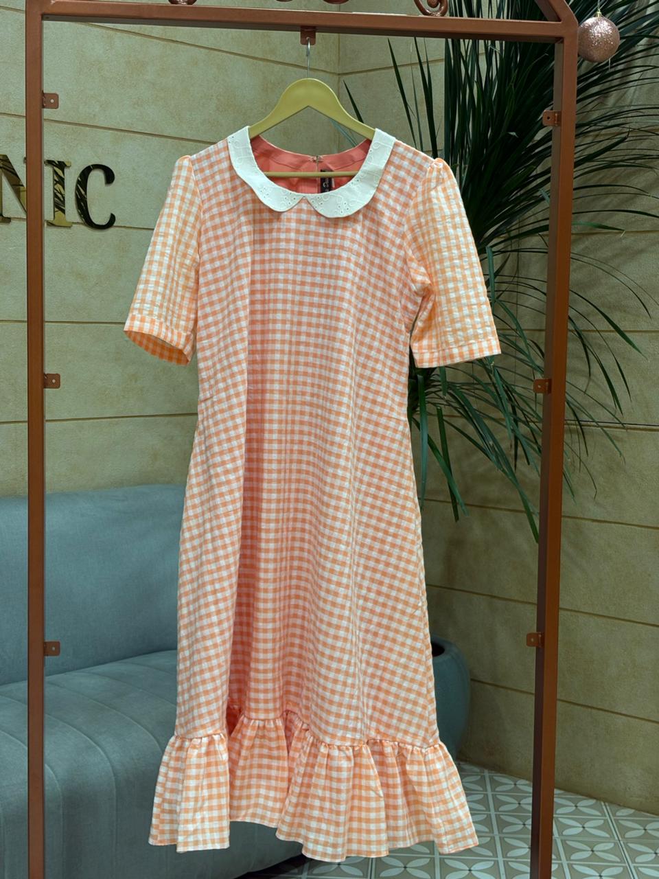 Top -orange  & white check  shade Search code 5681