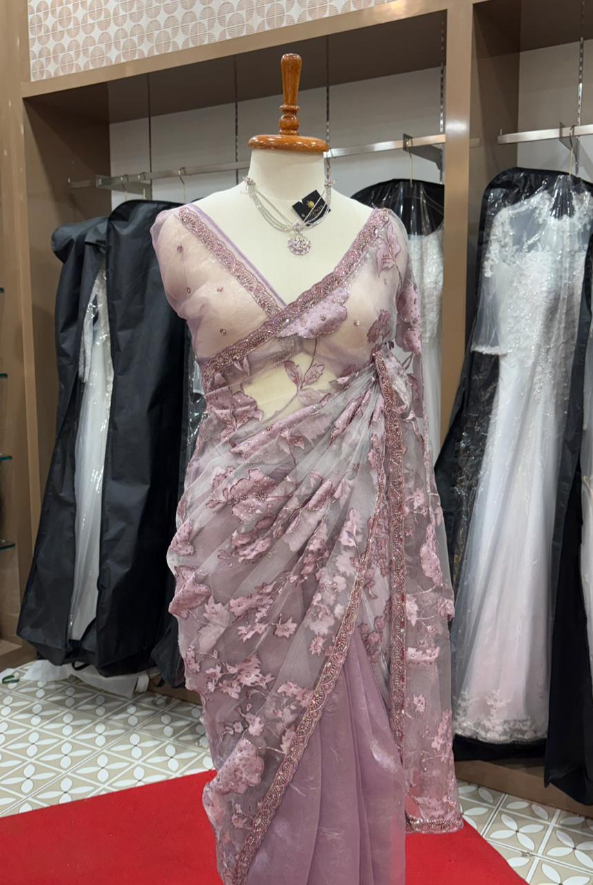 Fancy Saree-lavender pink    -  shade Search code 7469