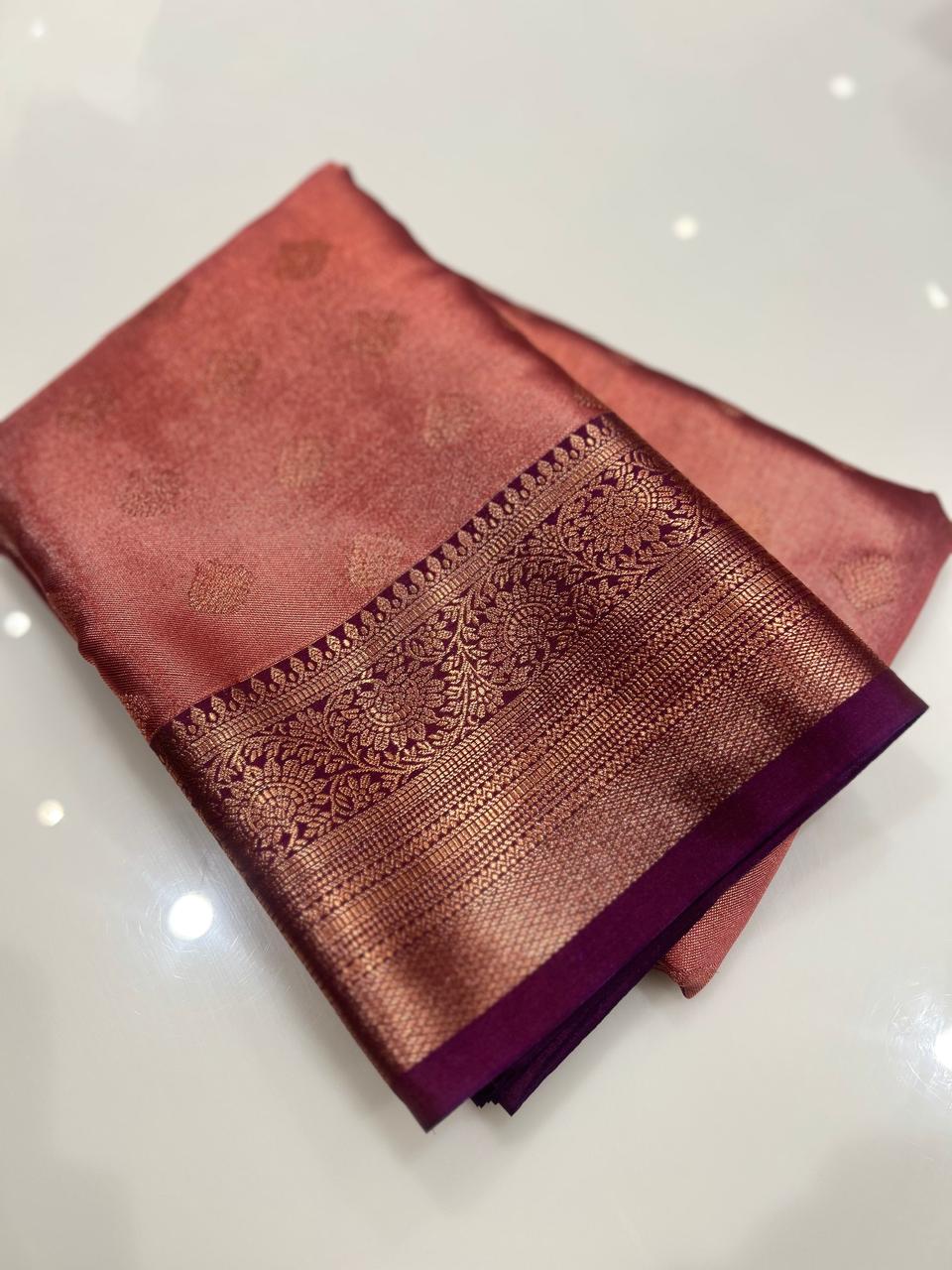 Semi Silk Saree - Onion to Purple color Search code 1508