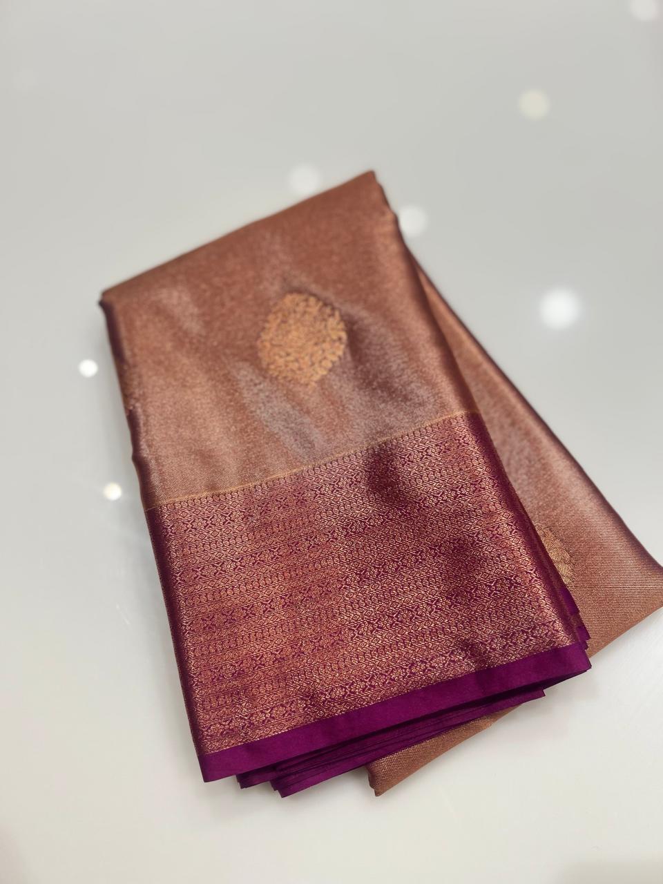 Semi Silk Saree - Metallic to Purple color Search code 1511