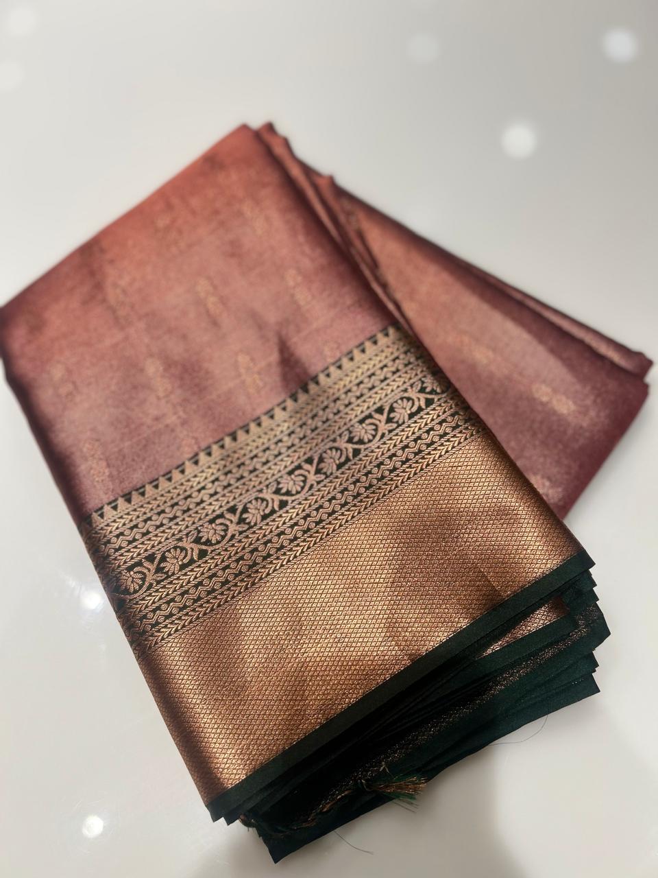 Semi Silk Saree -Onion to Green color Search code 1531