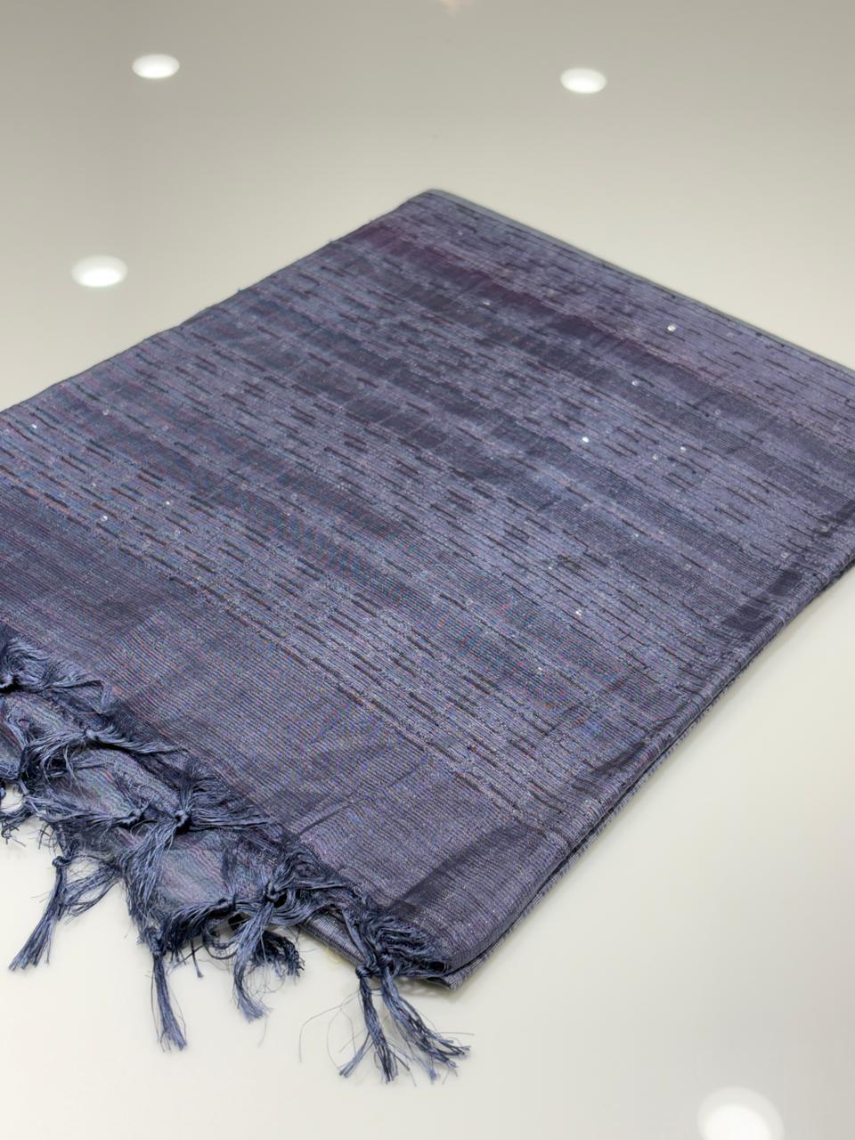 Tussar Saree bluish gray colour  Search code 7743