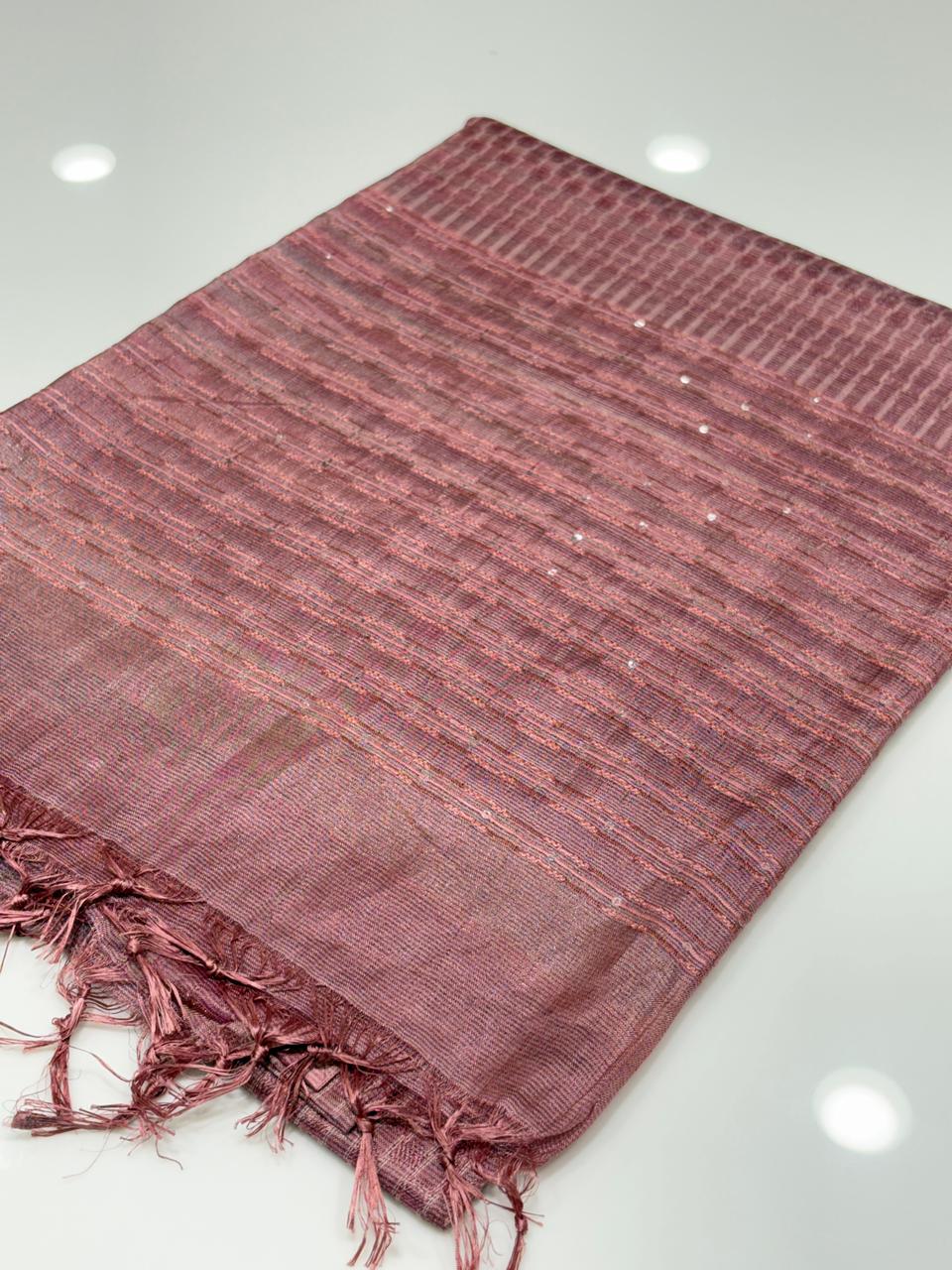 Tussar Saree pink colour  Search code 7742