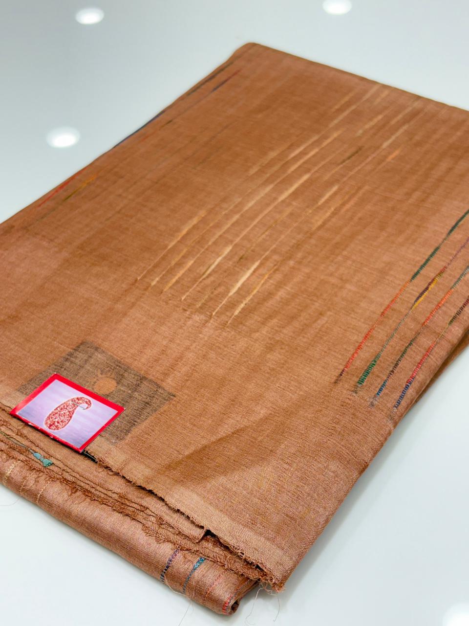 Tussar Saree  light  mustard colour  Search code 7732