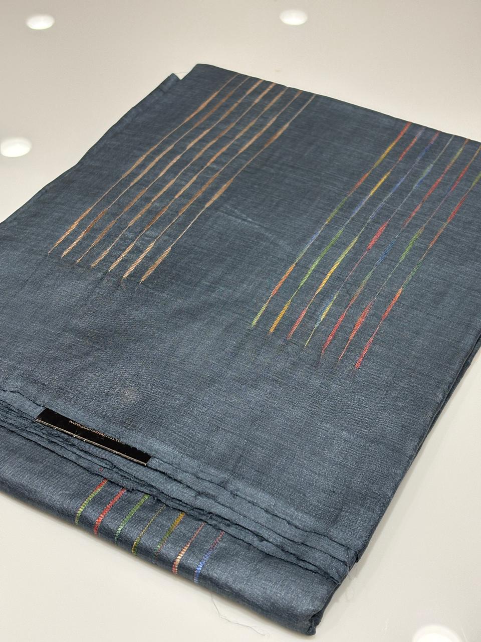 Tussar Saree  bluish gray   colour  Search code 7733