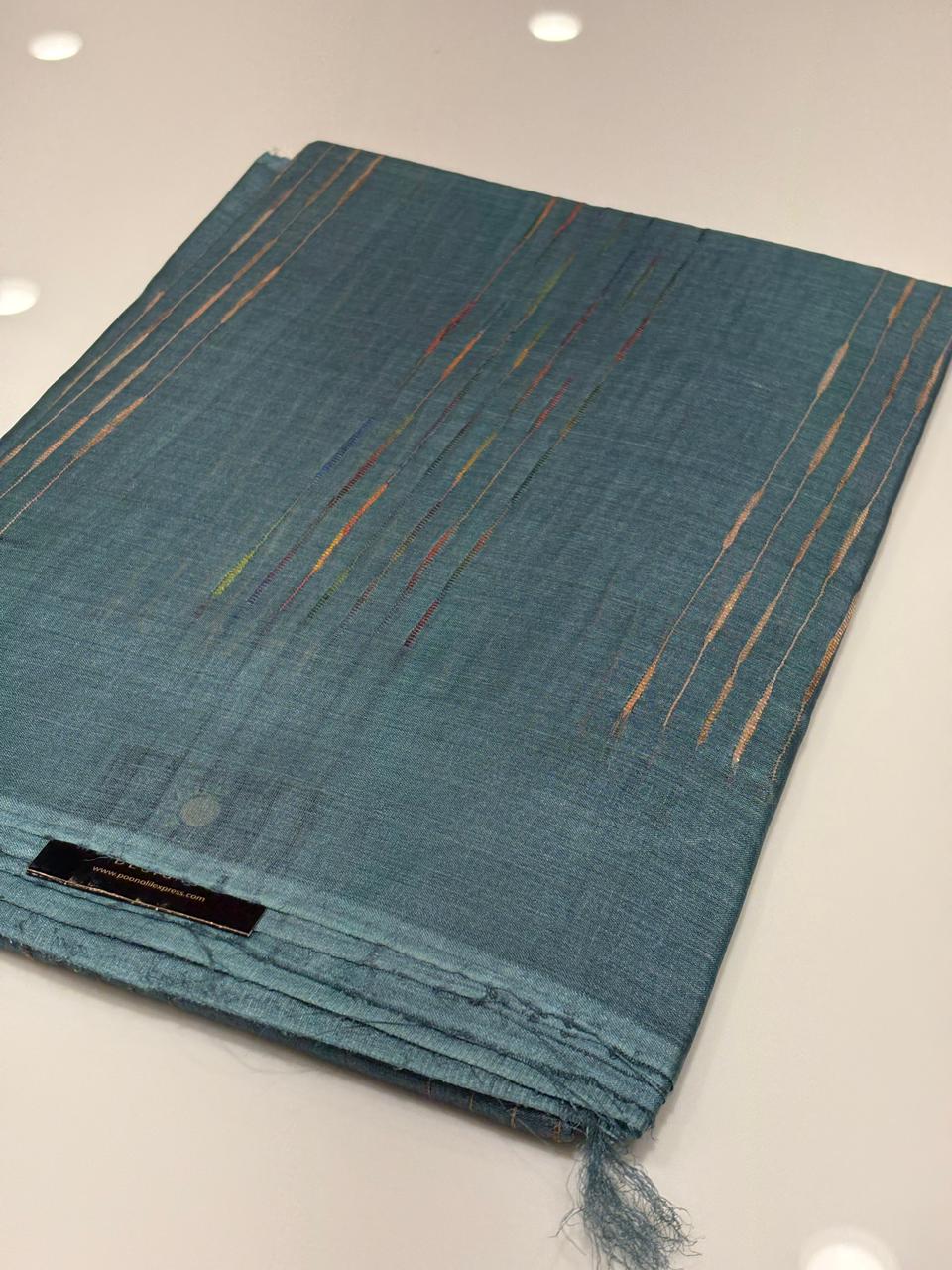 Tussar Saree blue   colour  Search code 7734