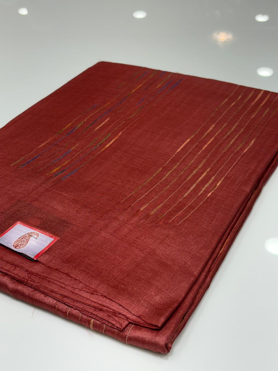 Tussar Saree brick colour  Search code 7737