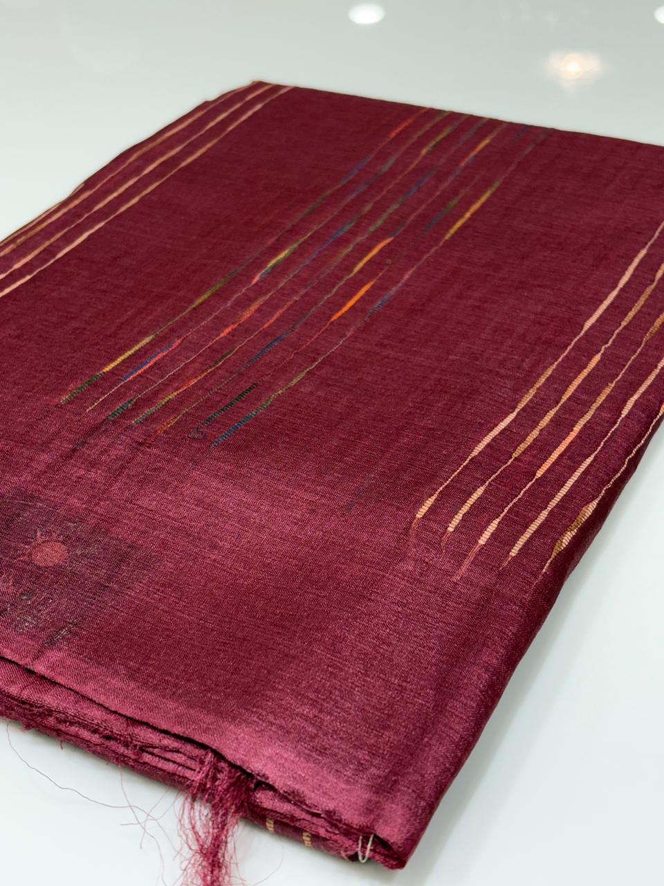 Tussar Saree maroon colour  Search code 7738