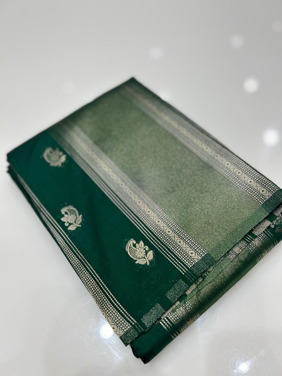 Mango Crepe  Silk Saree -Green Search code 5558