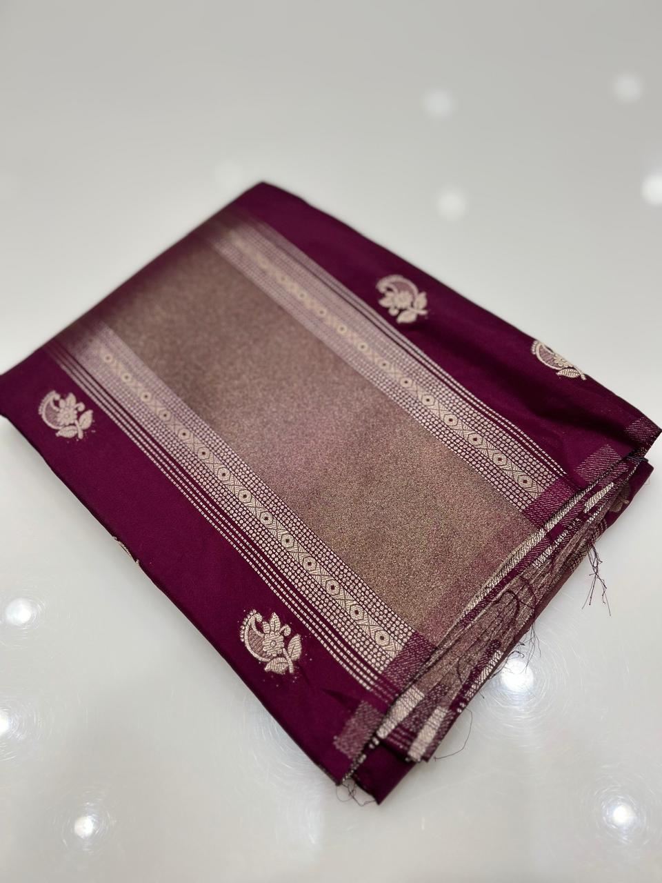 Mango Crepe  Silk Saree -Purple Search code 5559