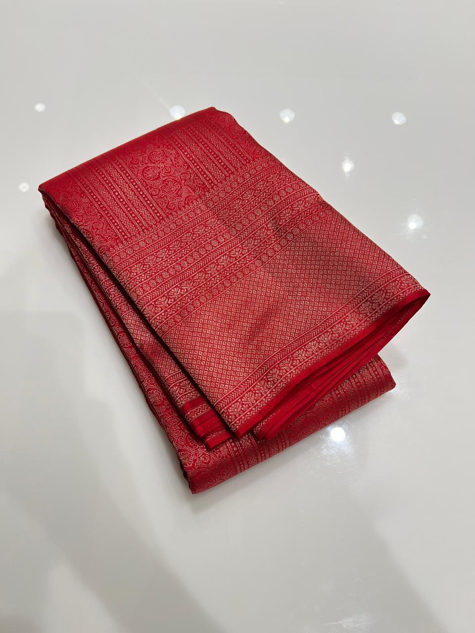 KANCHIPURAM SAREE -Brick red  search code 2054