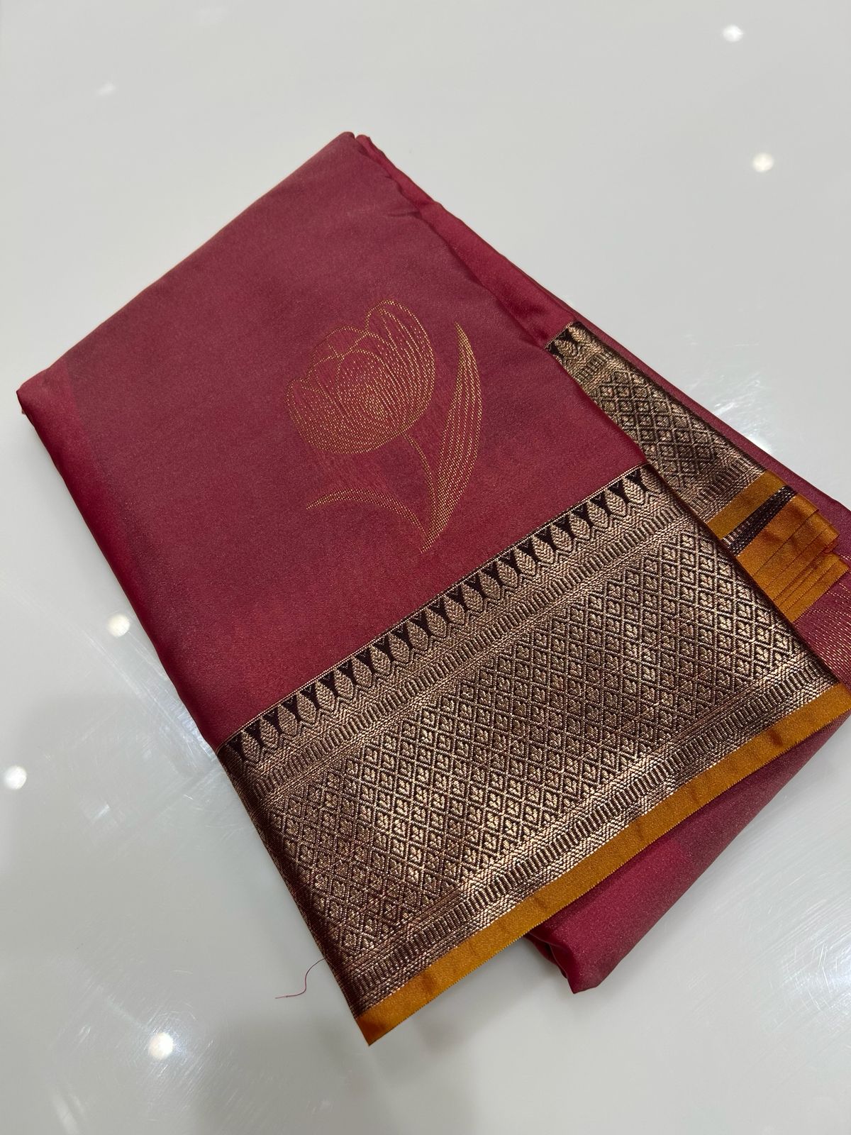 SEMI KANCHIPURAM SAREE-Onion pink to Brown Search code 2079