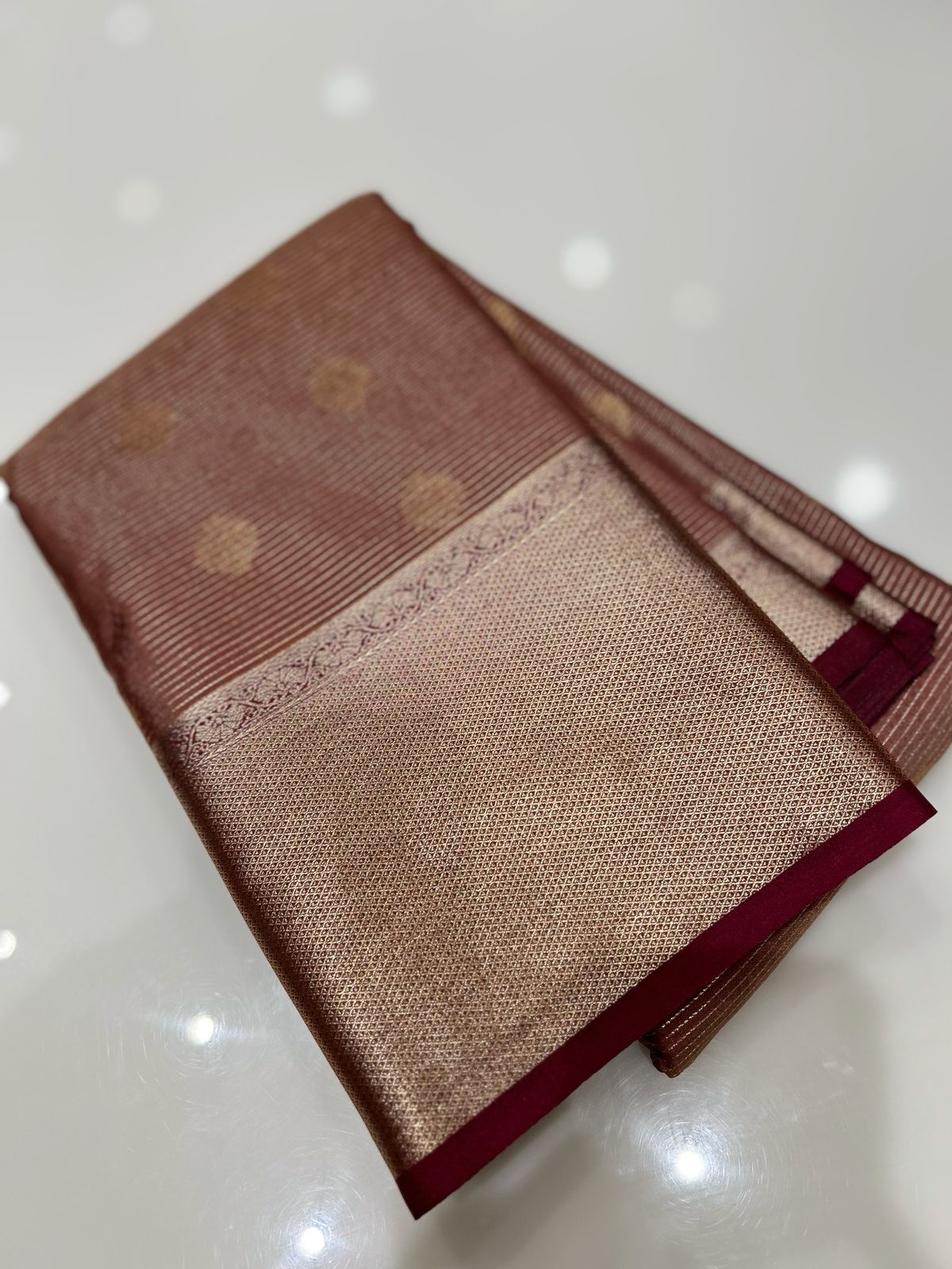 SEMI KANCHIPURAM SAREE- Onion pink to Maroon  Search code 2091