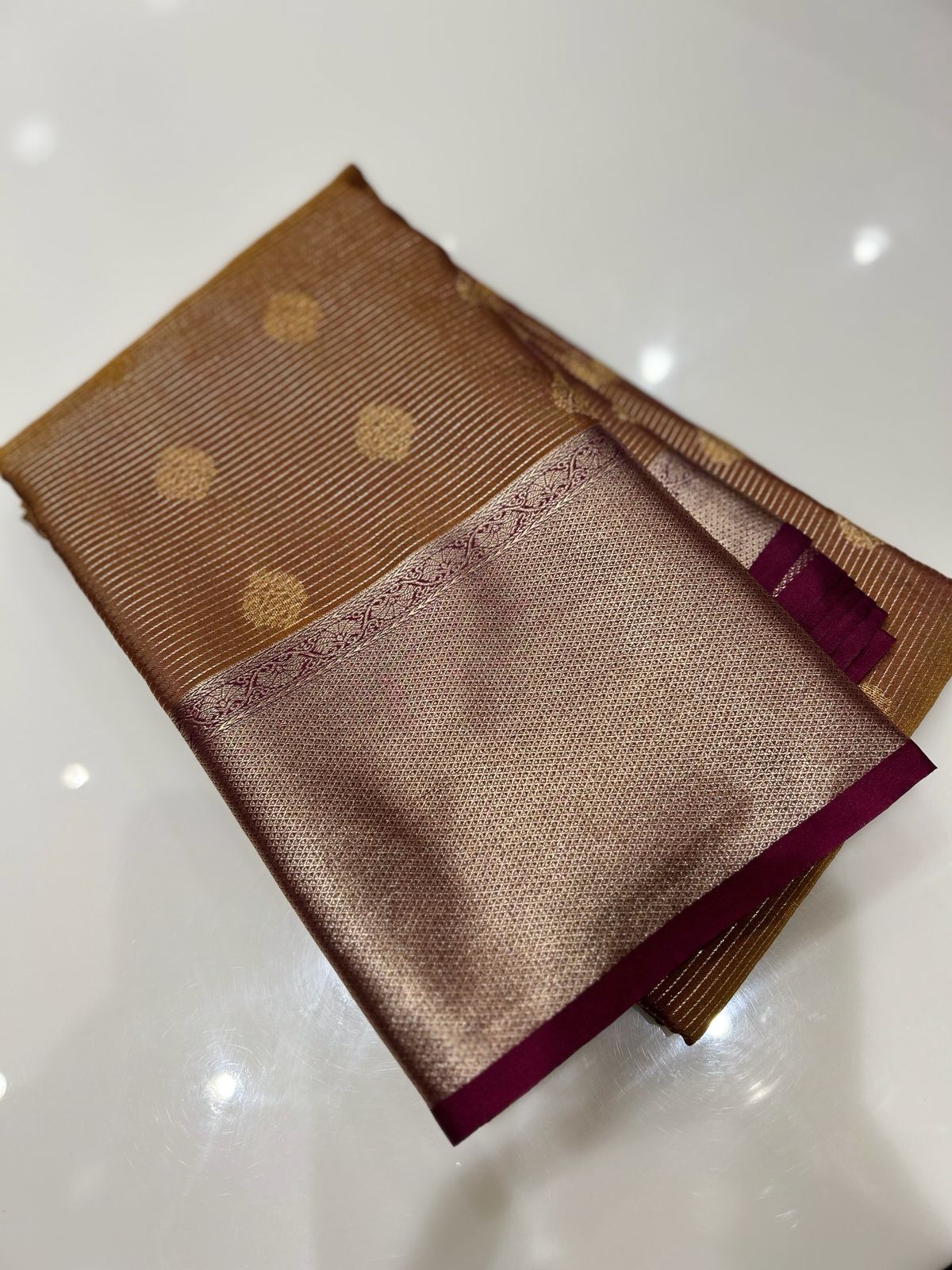 SEMI KANCHIPURAM SAREE-Rust orange Search code 2094