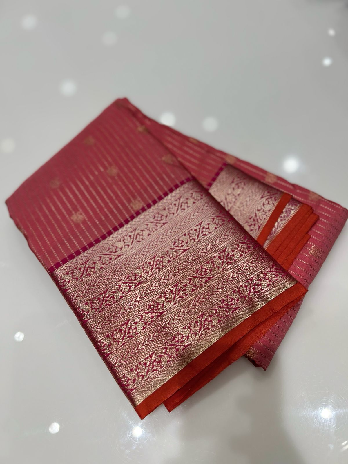 SEMI KANCHIPURAM SAREE-Pink to Ranni Search code 2099