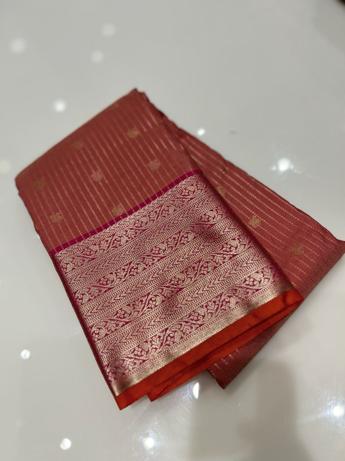 SEMI KANCHIPURAM SAREE-Dark Pink to Ranni Search code 2100