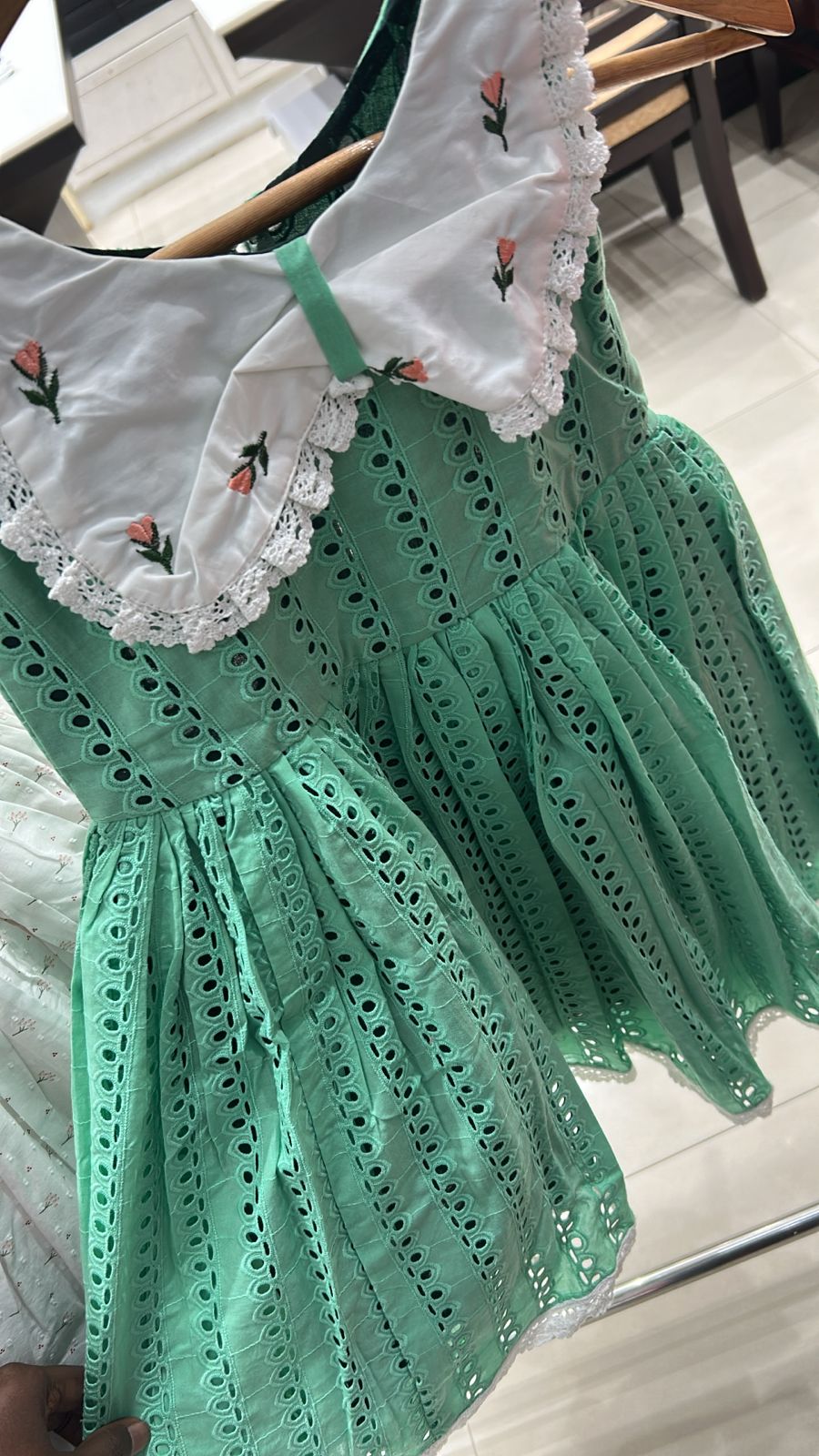 Kids Frock   - Green  color Search code 3909