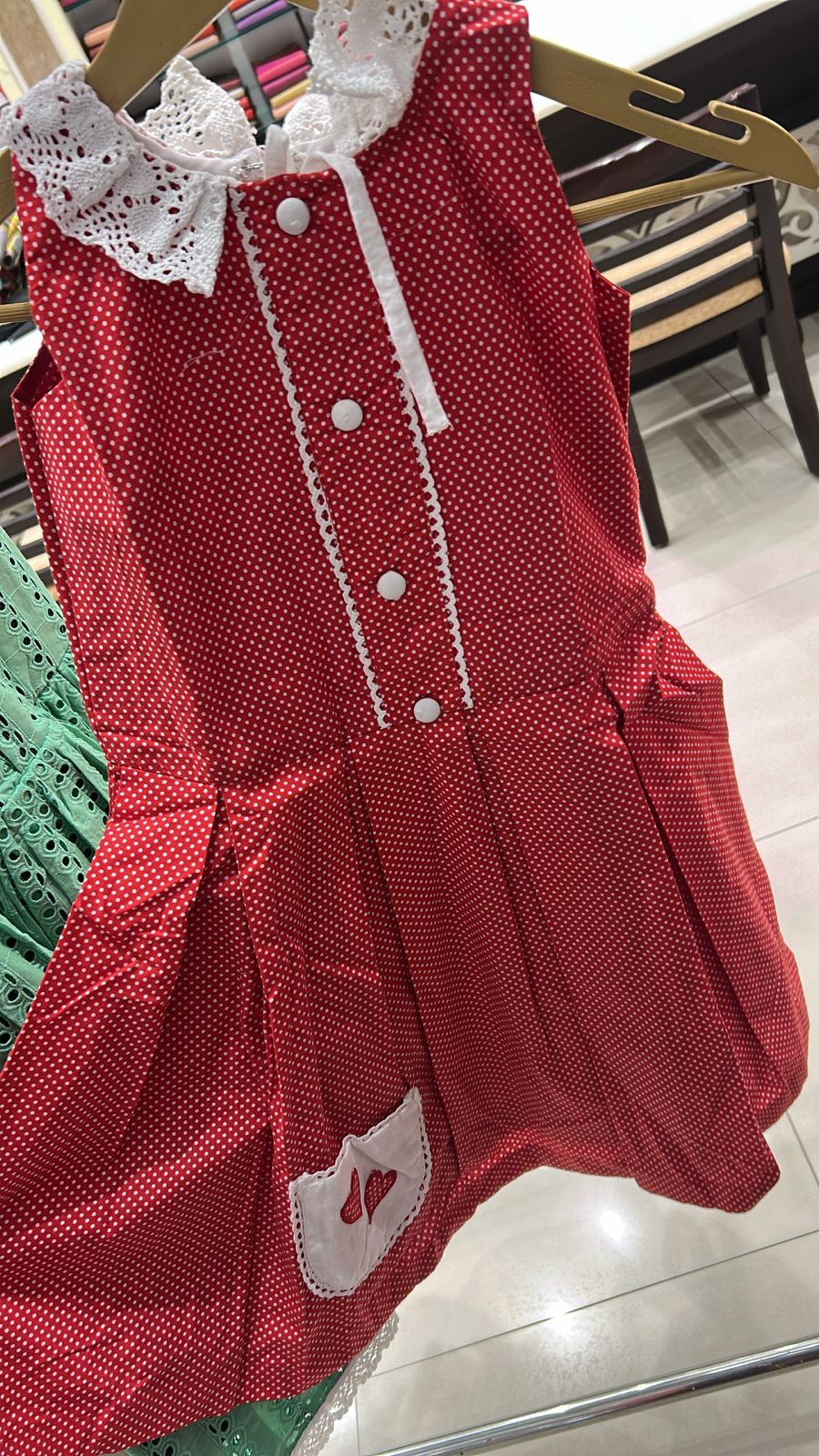 Kids Frock   - Red color Search code 3910