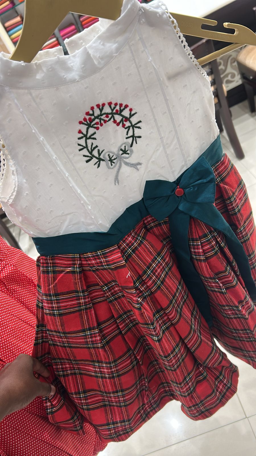 Kids Frock   - Red and white color Search code 3911