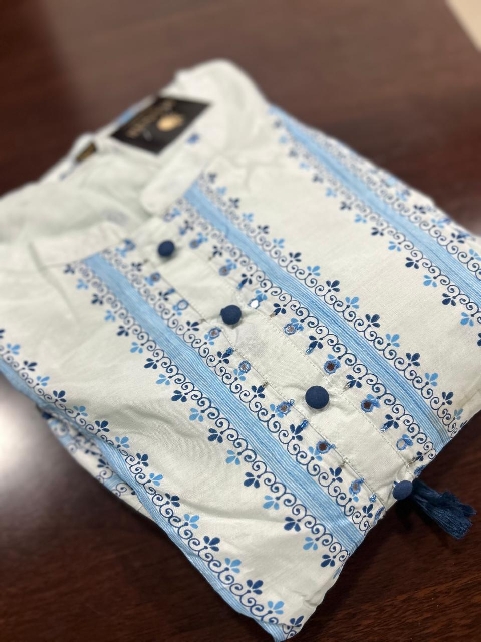 Salwar Suit Set -Cream Blue color Search code 8228